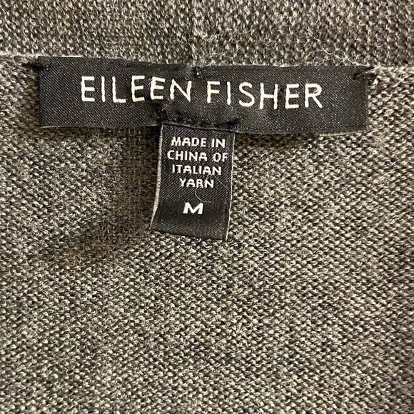 Eileen Fisher sweater cardigan grey merino wool Medium - Picture 7 of 8